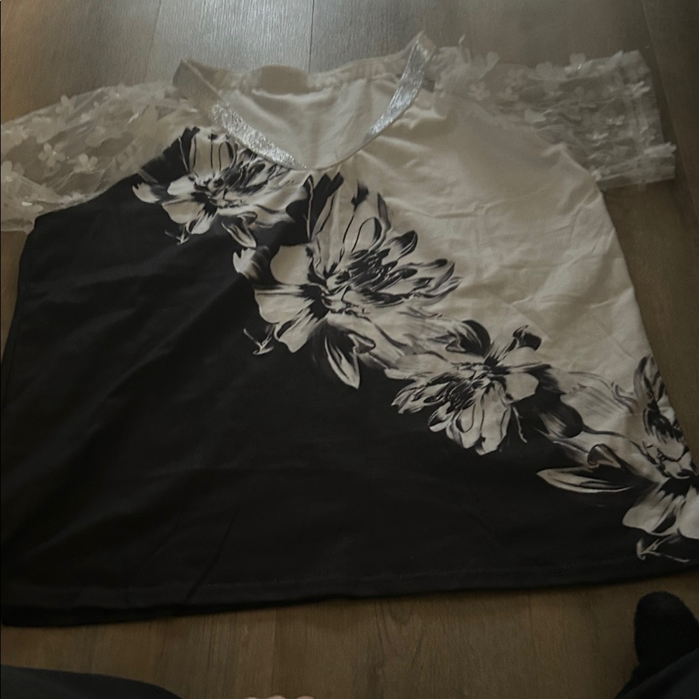Marshalls Black and White Floral Blouse
